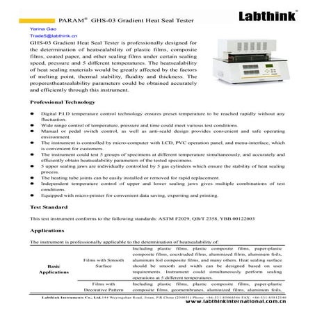 Hot tack and heat seal strength tester htt l1 | PDF