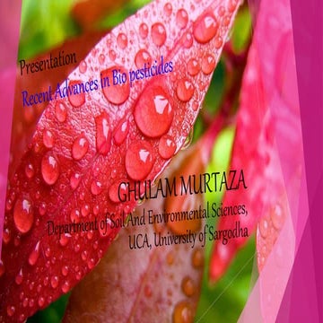 Recent Advances in  Biopesticides BY Ghulam Murtaza