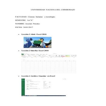 Universidad naciona del chimborazo  exel