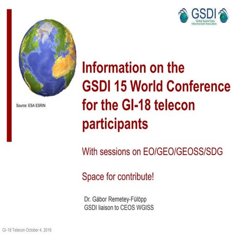 GSDI Presentation at GI-18 Telecon
