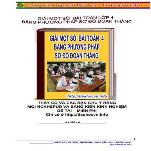 Giải một số bài toán Lớp 4 bằng phương pháp sơ đồ đoạn thẳng 