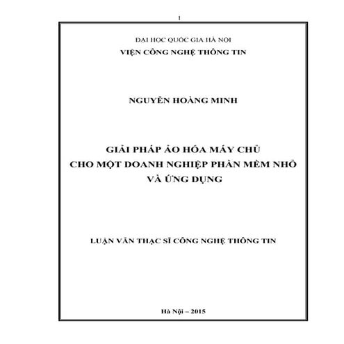 Giải pháp ảo hóa máy chủ cho một doanh nghiệp phần mềm nhỏ và ứng dụng