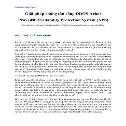 Giai phap chong tan cong ddos Arbor
