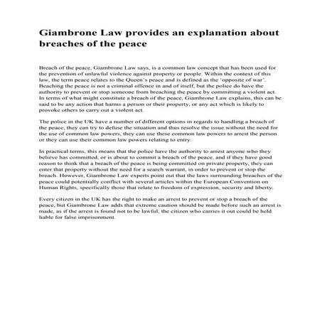 Giambrone law - Breaches of the peace