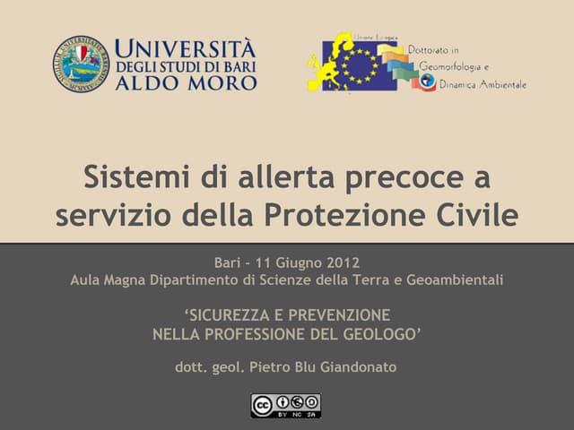 Sistemi di allerta precoce a servizio della Protezione Civile