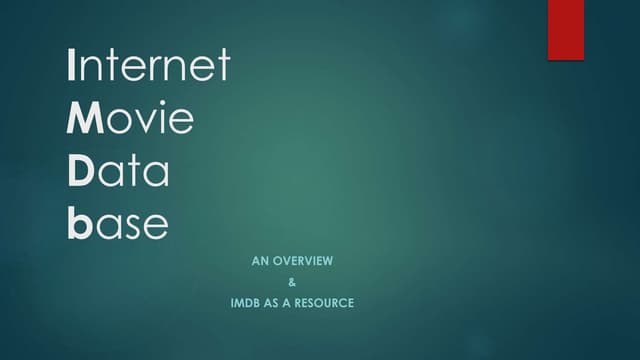 Internet Movie Database (IMDB) Presentation