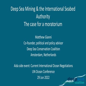 Deep Sea Mining & the International Seabed Authority: The case for a ...