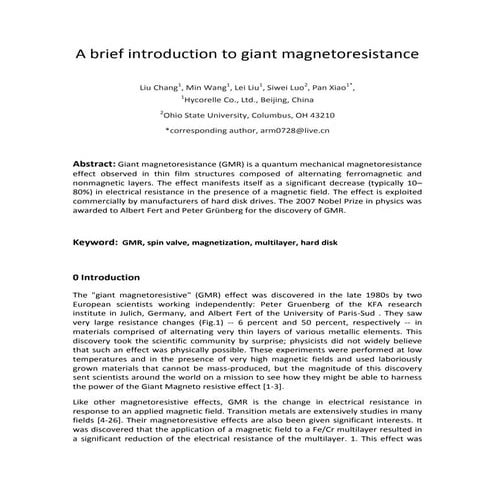 Giant magnetoresistance