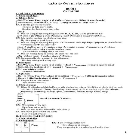 Giáo án ôn luyện thi vào lớp 10 MÔN TIẾNG ANH (tập 1)