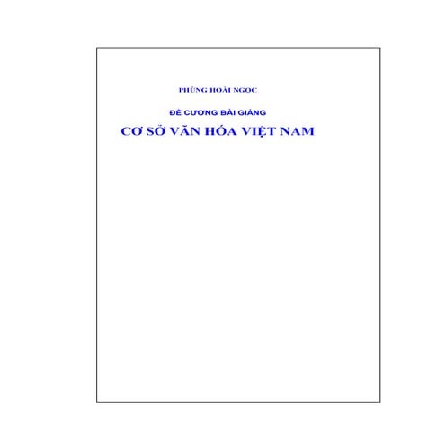 giáo trình cơ sở văn hóa việt nam