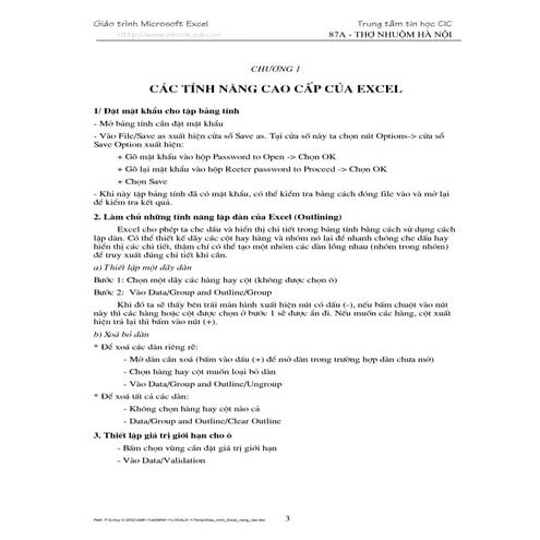 Giao Trinh Excel Nang Cao