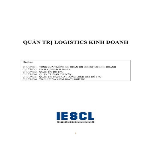 Giáo trình Quản trị Logistics Kinh doanh