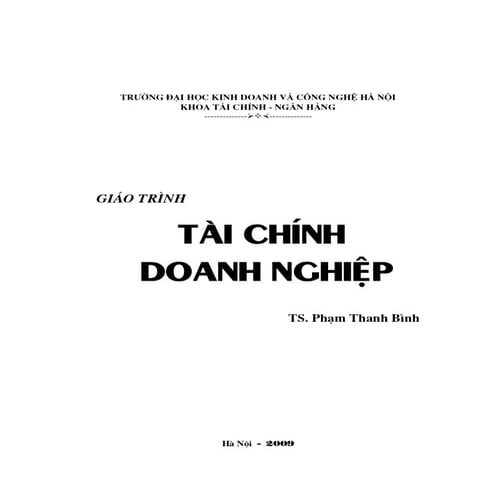 Giáo trình tài chính doanh nghiệp  đh kinh doanh và công nghệ hà nội