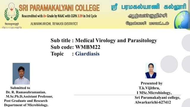 giardiasis-Introduction, symptoms, life cycle, prevention, treatment.