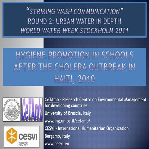 Hygiene promotion in Schools after the cholera outbreak in Haiti, 2010