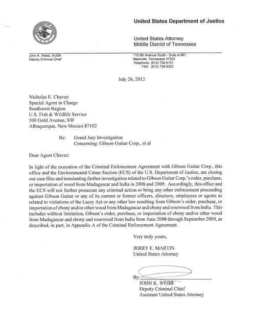 Gibson Guitar Co. Criminal Enforcem...
