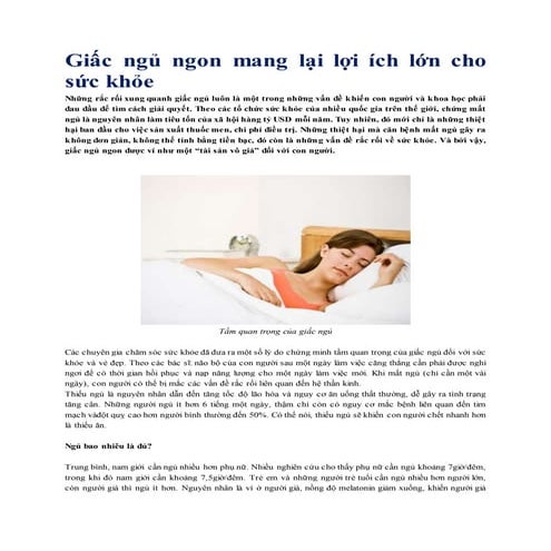 Giấc ngủ ngon mang lại lợi ích lớn cho sức khỏe