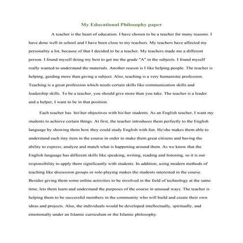 My educational philosophy paper