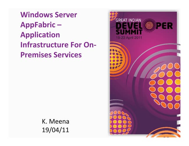 WF and WCF with AppFabric – Application Infrastructure for OnPremise Services