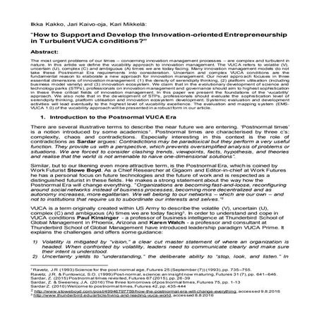 “How to Support and Develop the Innovation-oriented Entrepreneurship in Turbu...