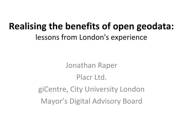 Gi forum Raper Lessons of Open data from London