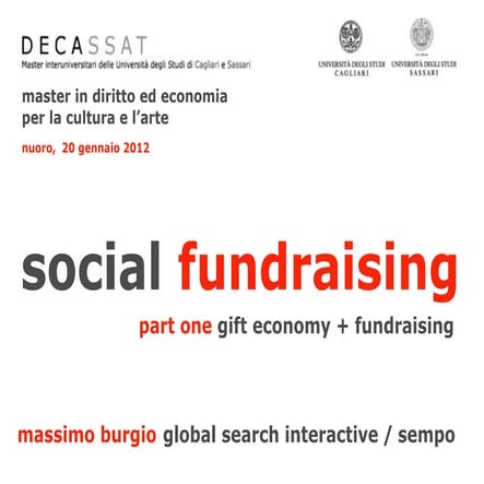 Gift Economy e Social Fundraising - Deca Master Massimo Burgio