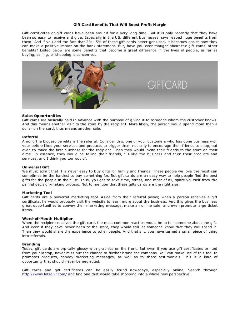 gift card benefits that will boost profit margin