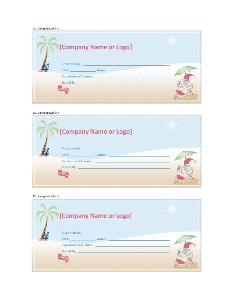 gift certificate summer santa design