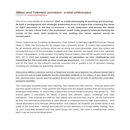 Gifted and talented provision 