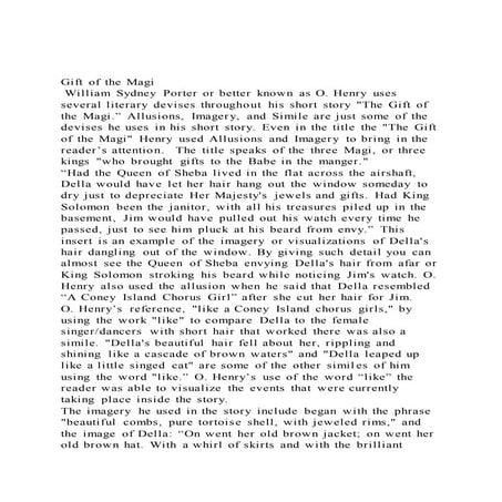 Gift of the Magi William Sydney Porter or better known as O. H