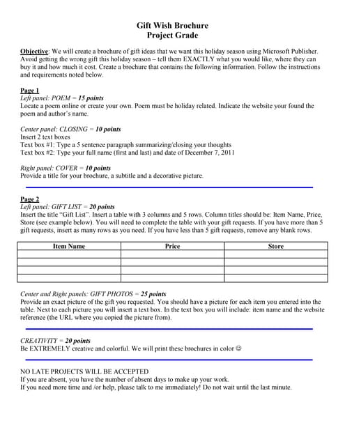 Gift Wish Brochure