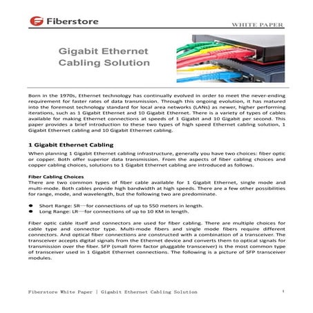 Gigabit Ethernet Cabling Solution