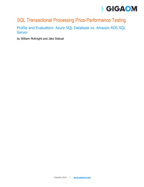 SQL in the cloud performance benchmarks | PDF