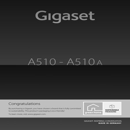 Gigaset A510A Digital Cordless Telephone User Guide