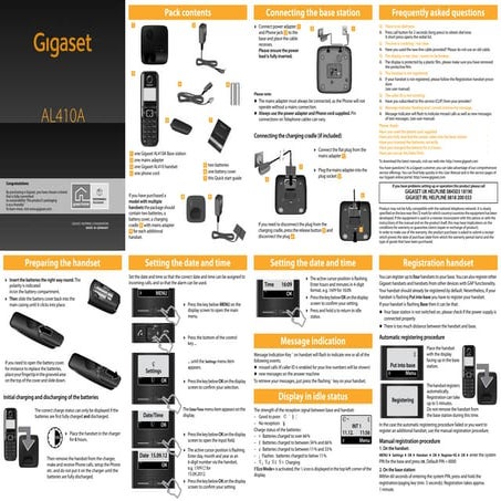 Gigaset AL410A Digital Cordless Telephone User Guide