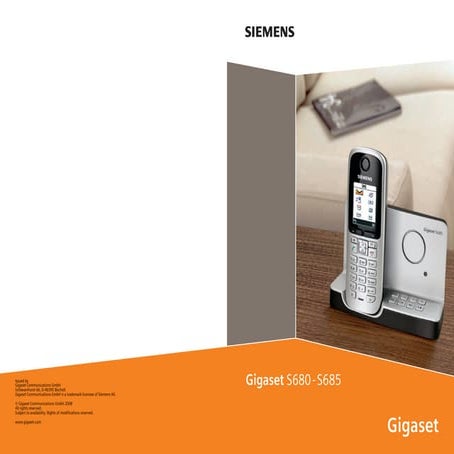 Gigaset s680 s685 telephone user guide