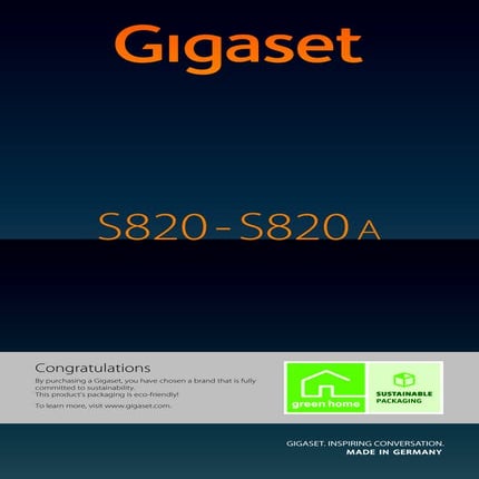 Gigaset S820A Digital Cordless Telephone User Guide
