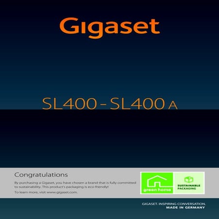 Gigaset SL400A Digital Cordless Telephone User Guide