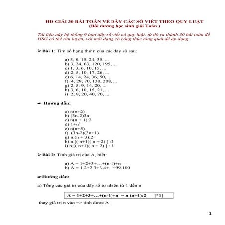 Giải 30 bài toán dãy số hay gặp