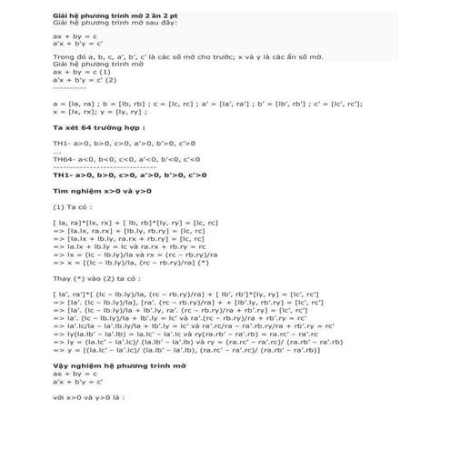 Giải hệ phương trình mờ 2 ần 2 pt