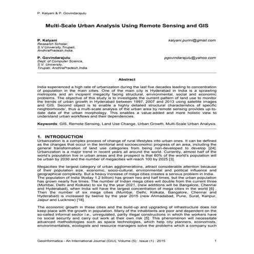 Multi-Scale Urban Analysis Using Remote Sensing and GIS