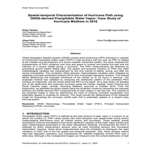 Spatial-temporal Characterization of Hurricane Path using GNSS-derived Precip...
