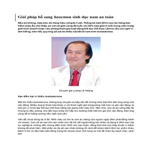 Giải pháp bổ sung hoocmon sinh dục nam an toàn