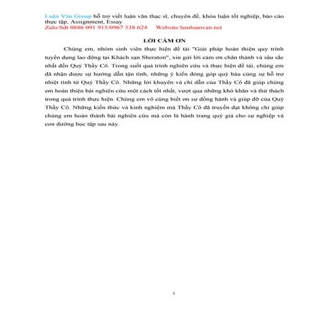 Giải pháp hoàn thiện quy trình tuyển dụng lao động tại Khách sạn Sheraton