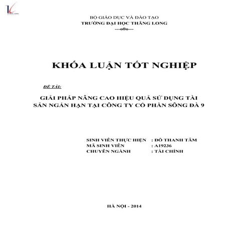 Giải pháp nâng cao hiệu quả sử dụng tài sản ngắn hạn tại công ty cổ phần sông...