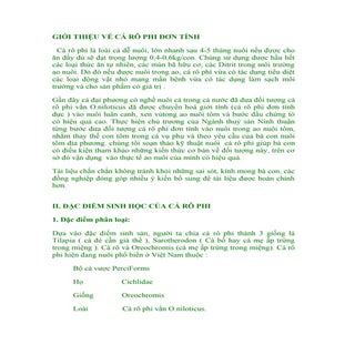 Giới thiệu về cá rô phi đơn tính