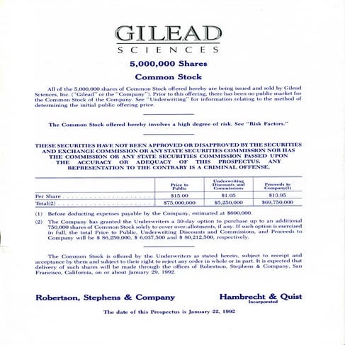 Winc Inc Prospectus Initial Public Offering Gilead Sciences Initial Public Offering Prospectus January 1992 | PDF