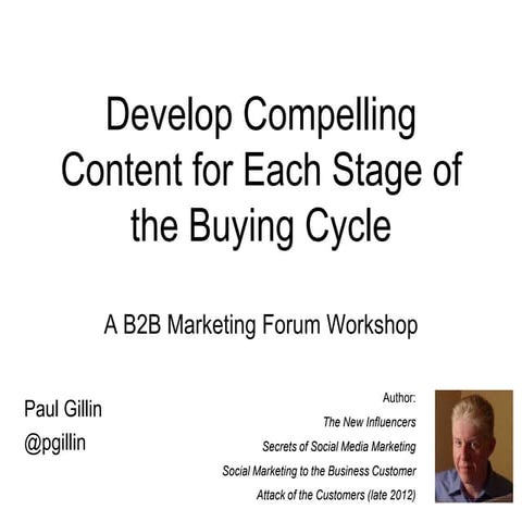 Develop Compelling Content for  Each Stage of the Buying Cycle -  A Marketing...