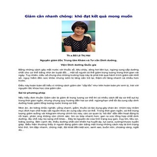 Giảm cân nhanh chóng khó đạt kết qu...