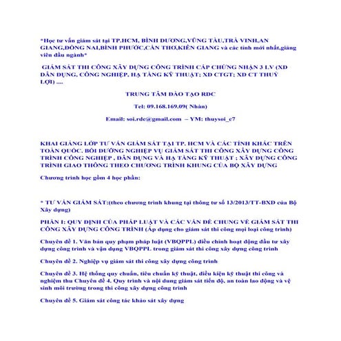 LỚP GIÁM SÁT THI CÔNG XÂY DỰNG TẠI TPHCM,ĐỒNG NAI,LONG AN,KIÊN GIANG